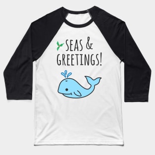 Christmas Seasons Greetings Whale Sea Animal Pun Baseball T-Shirt